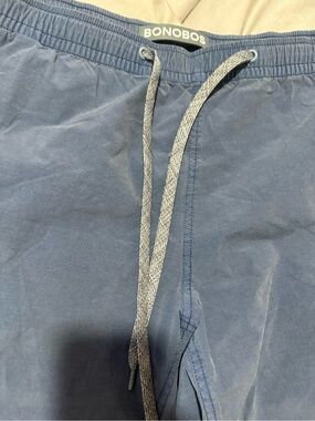 Bonobos Navy Blue Drawstring cotton-nylon Shorts with Gray Cord